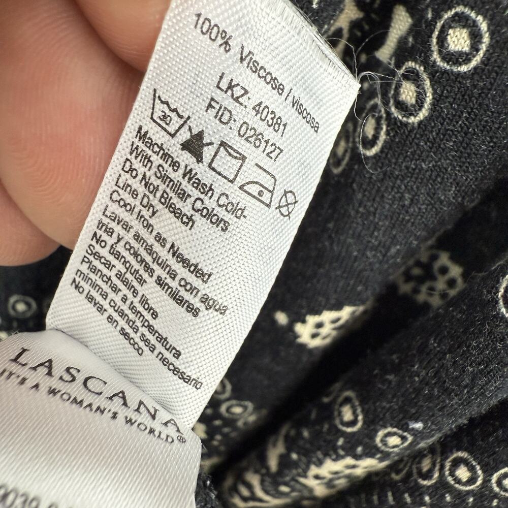 Lascana Smocked Waist Pull on Midi Skirt size 8 Black Medallion Pattern Boho - Picture 7 of 11